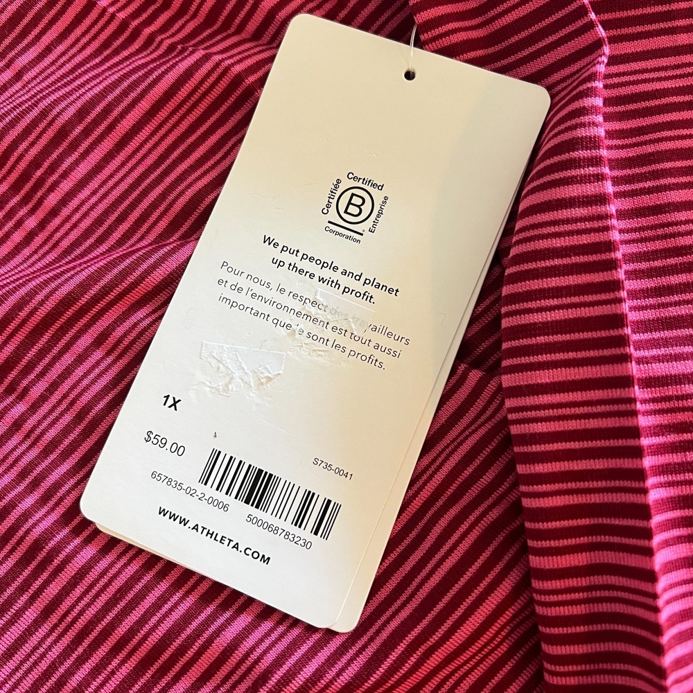 Athleta Womens Top Cloudlight Stratus Striped Pink Long‎ Sleeve Size 1X NEW - Picture 3 of 5